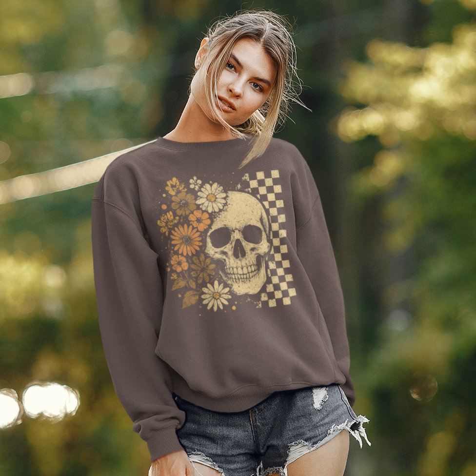 Bloom & Doom Graphic Sweatshirt Graphic Sweatshirt Tea Shirt Shoppe S Dark Chocolate