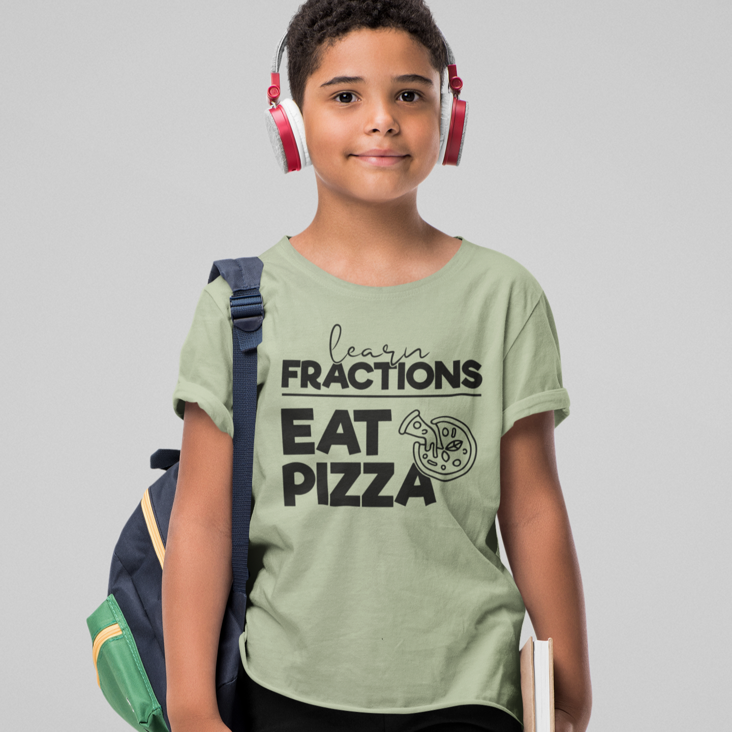 Fractions and Pizza Youth Graphic Tee Tea Shirt Shoppe 2T Sage