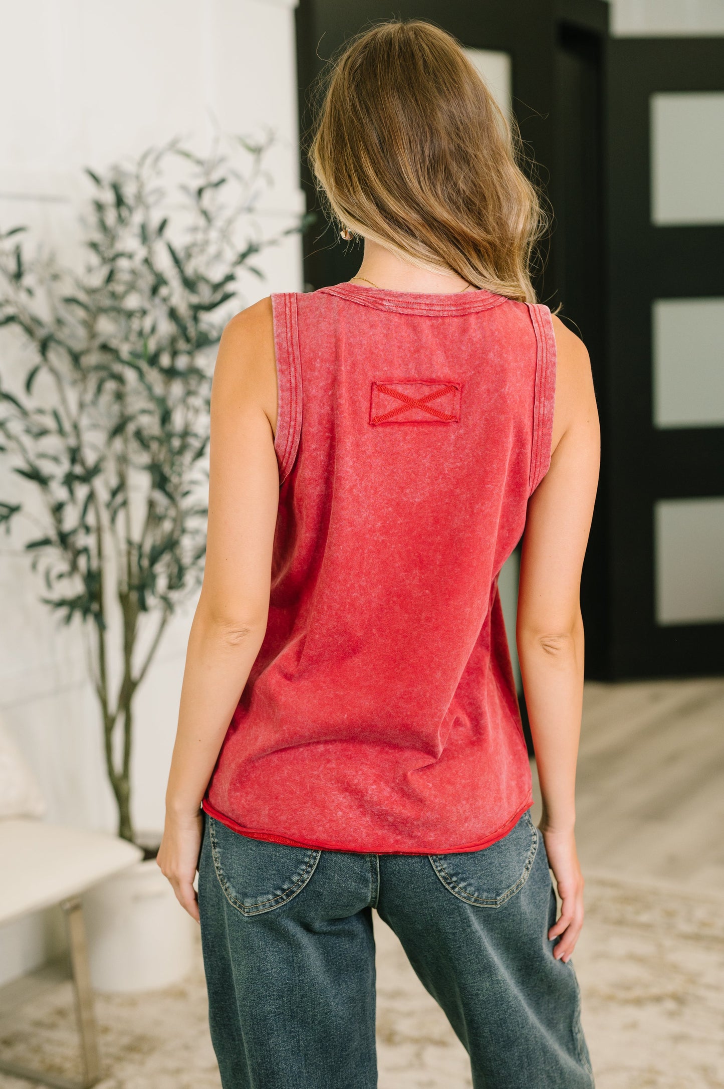 Get it Right v-neck tank in mineral wash jersey knit – alternate view 6