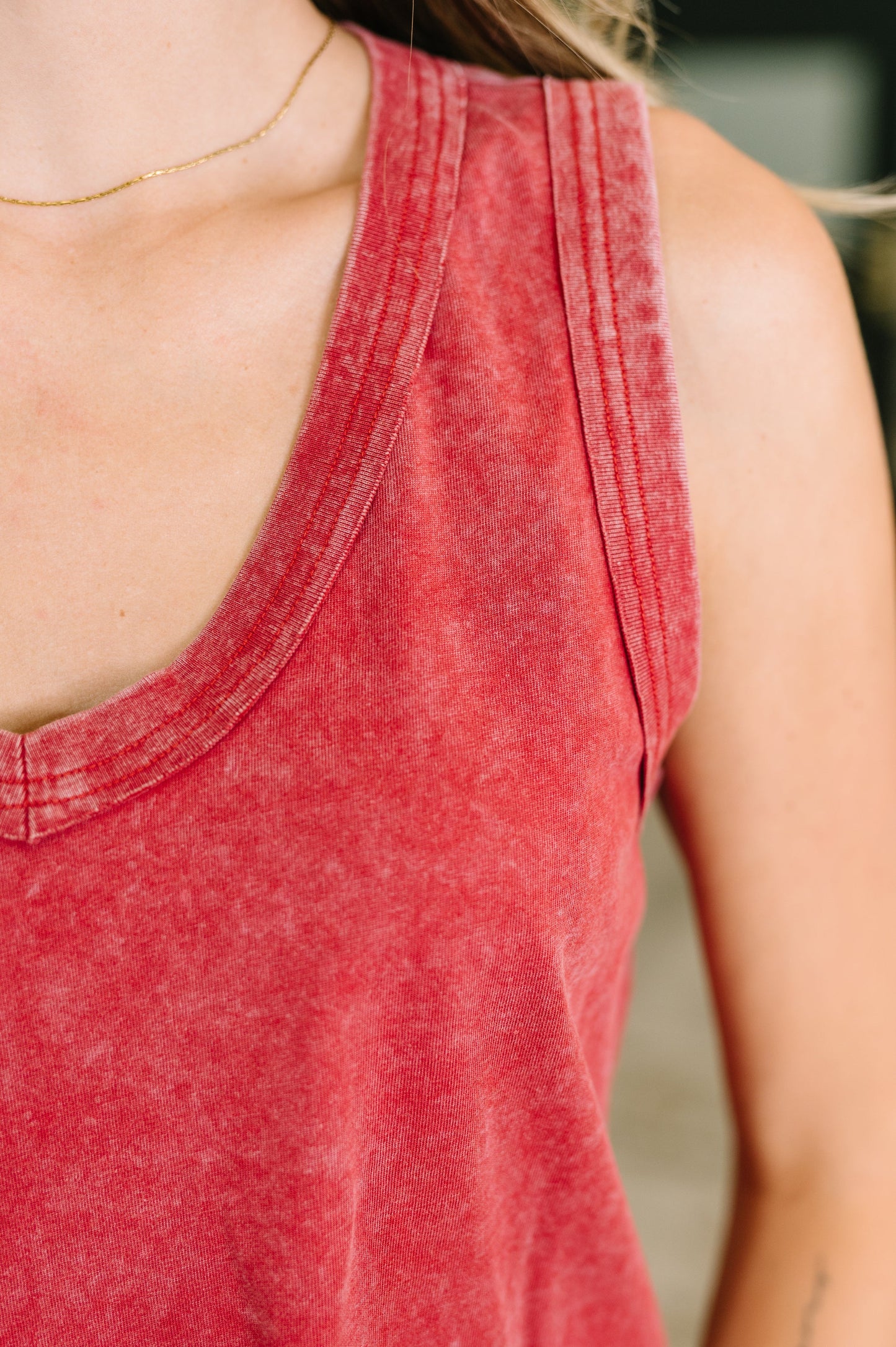 Get it Right v-neck tank in mineral wash jersey knit – alternate view 2