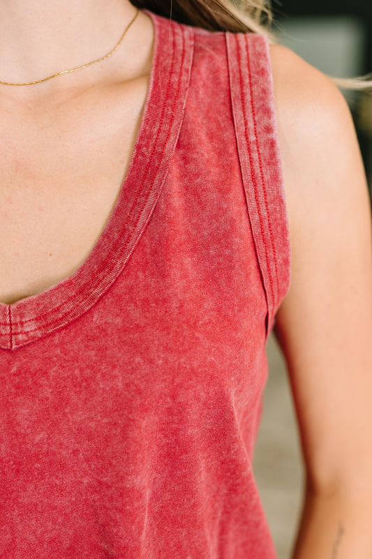Get it Right v-neck tank in mineral wash jersey knit – alternate view 2