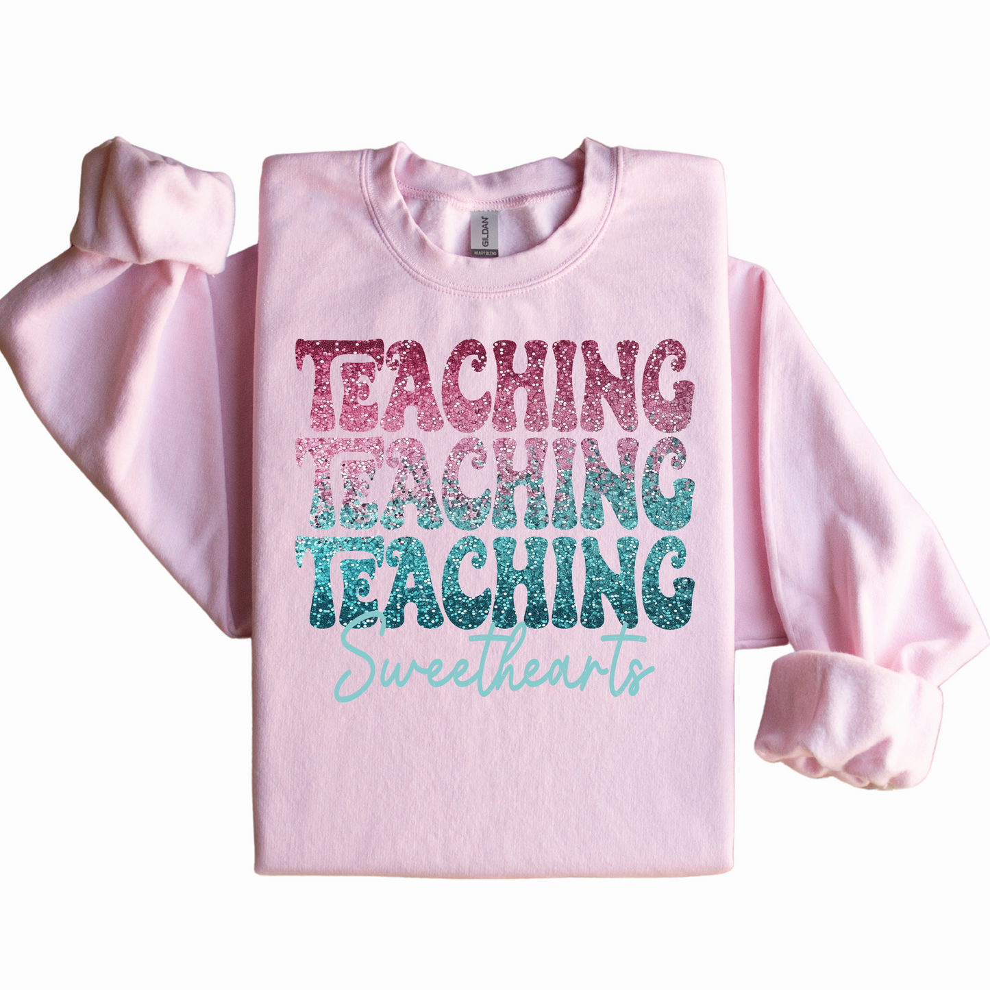 Teaching Sweethearts Graphic Sweatshirt Sweatshirt Tea Shirt Shoppe Small Pink