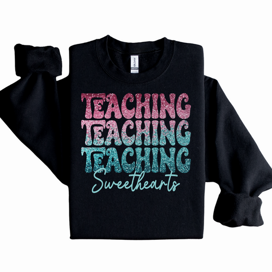 Teaching Sweethearts Graphic Sweatshirt Sweatshirt Tea Shirt Shoppe Small blue