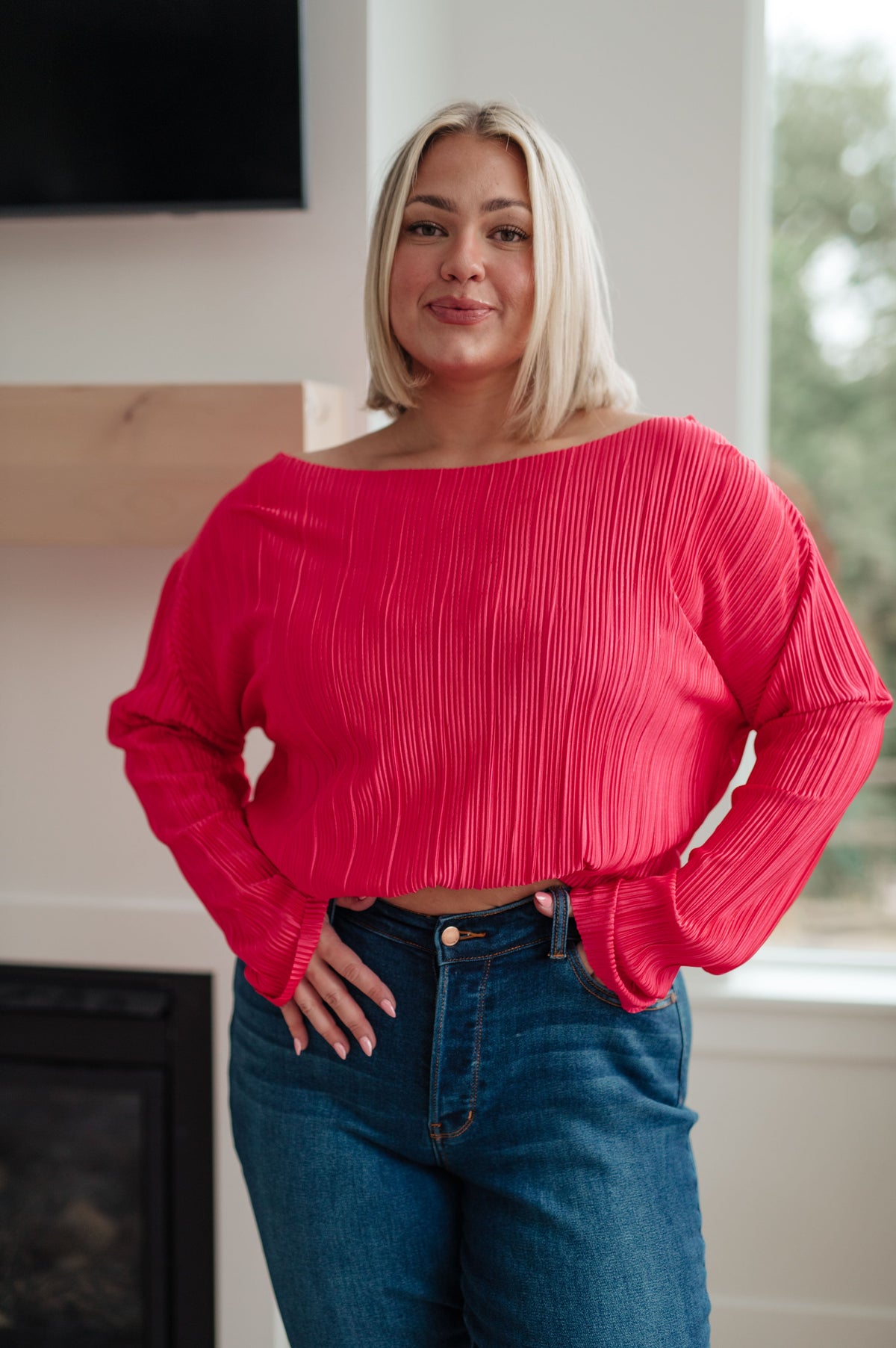 Going Out Plisse Top in satin – alternate view 5