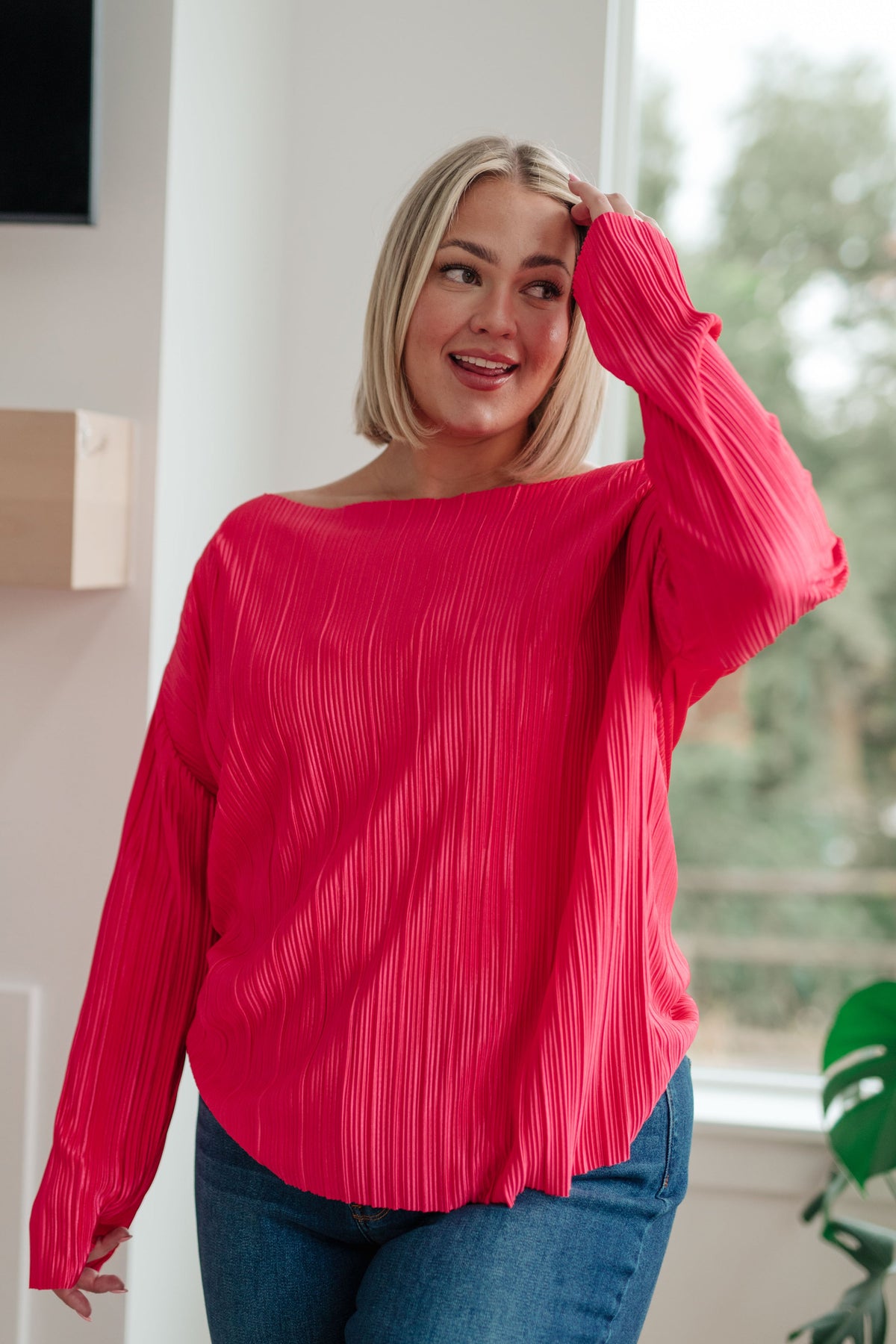 Going Out Plisse Top in satin