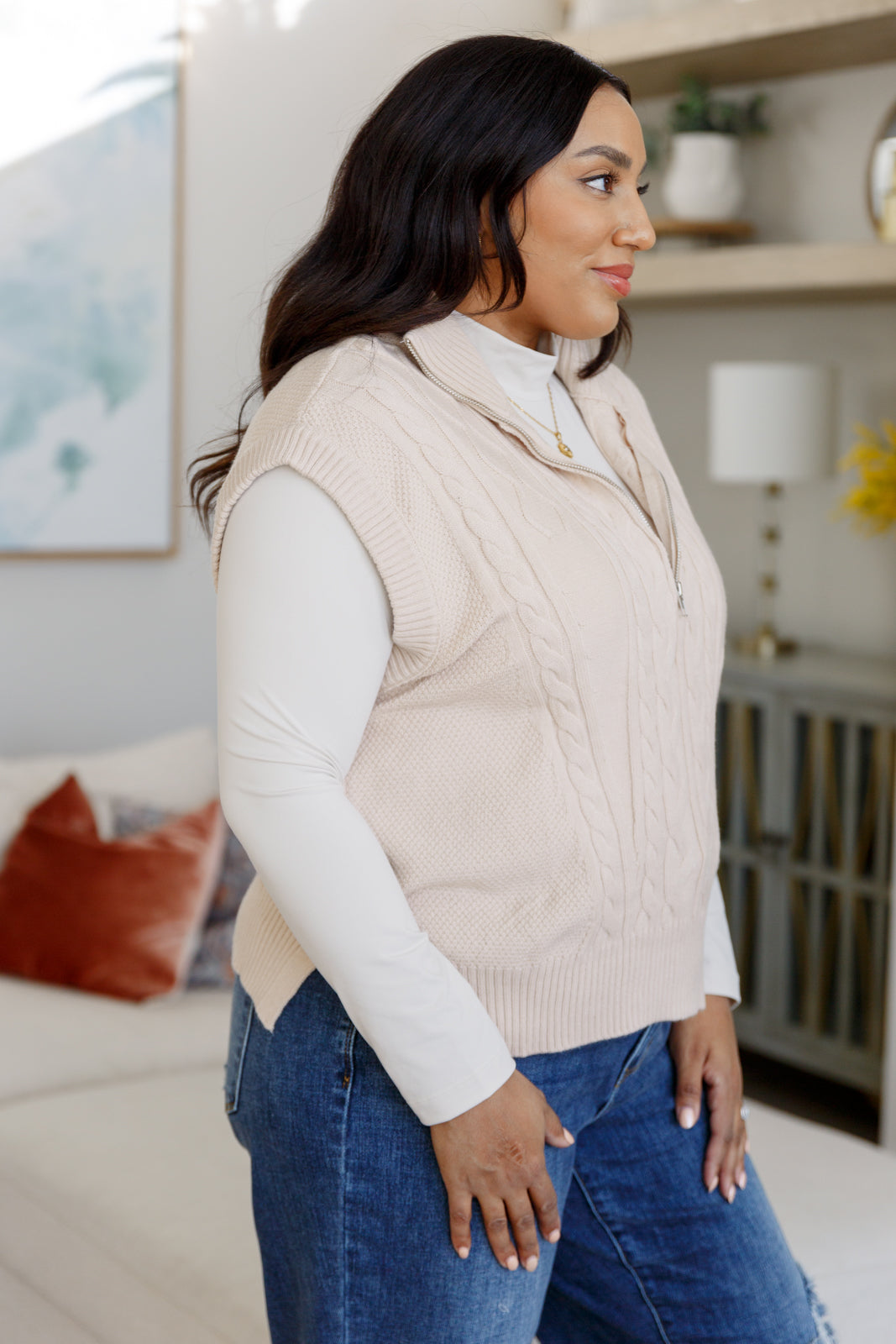 Golf At Four Cable Knit Vest in cable knit – alternate view 6
