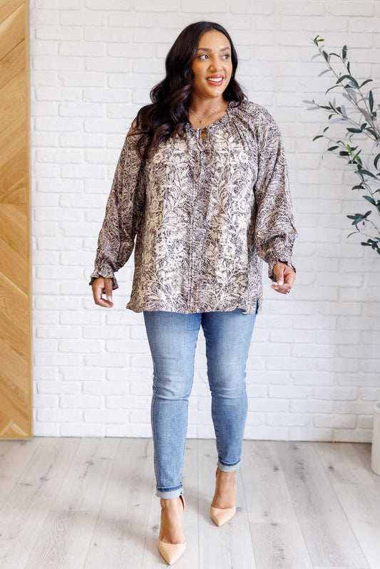 Grow Next To Me Blouse – comfortable poplin woven fabric with V-neckline and neck tie – alternate view 2