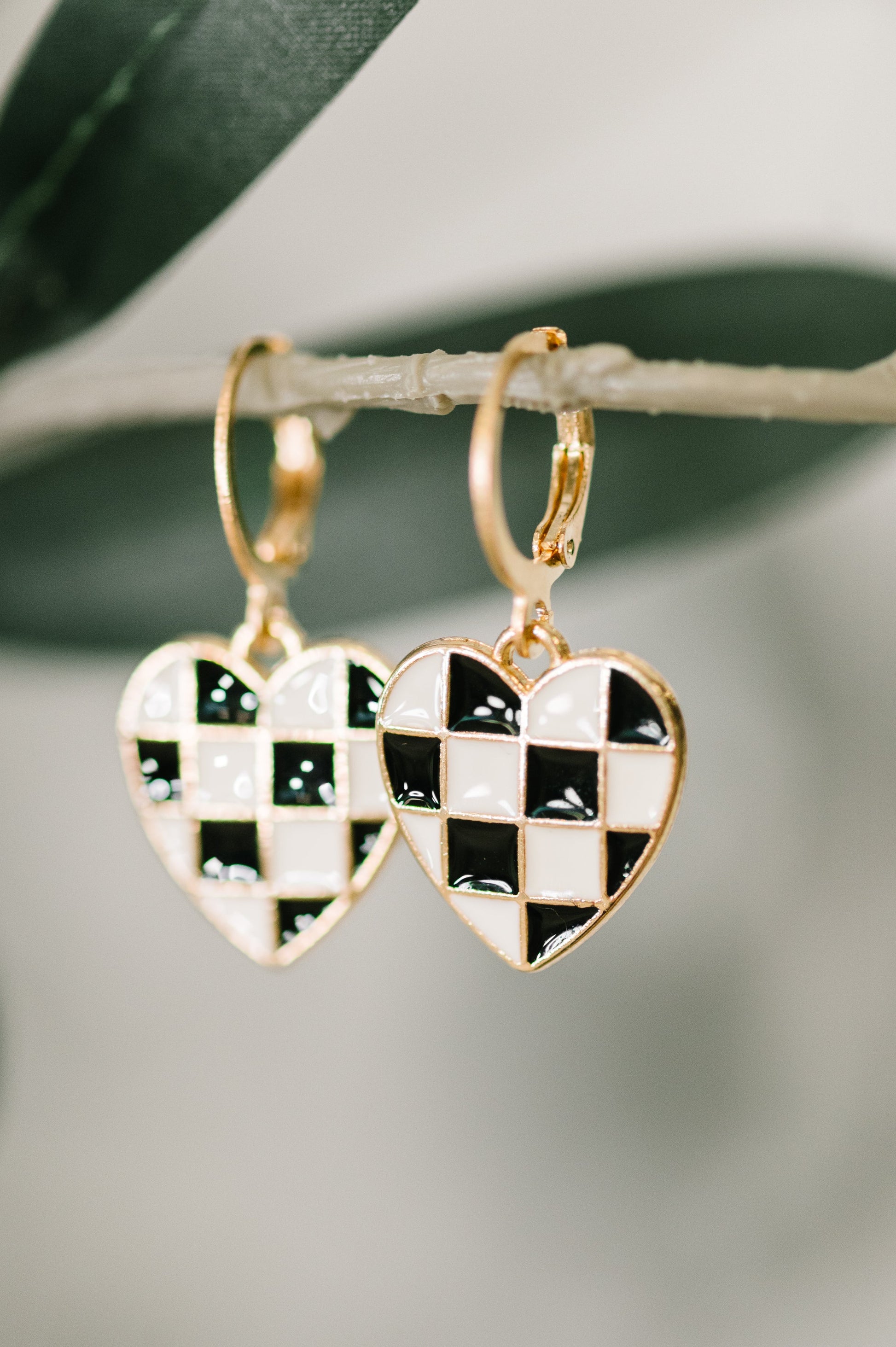 Heartbreaker Check Dangle Earrings