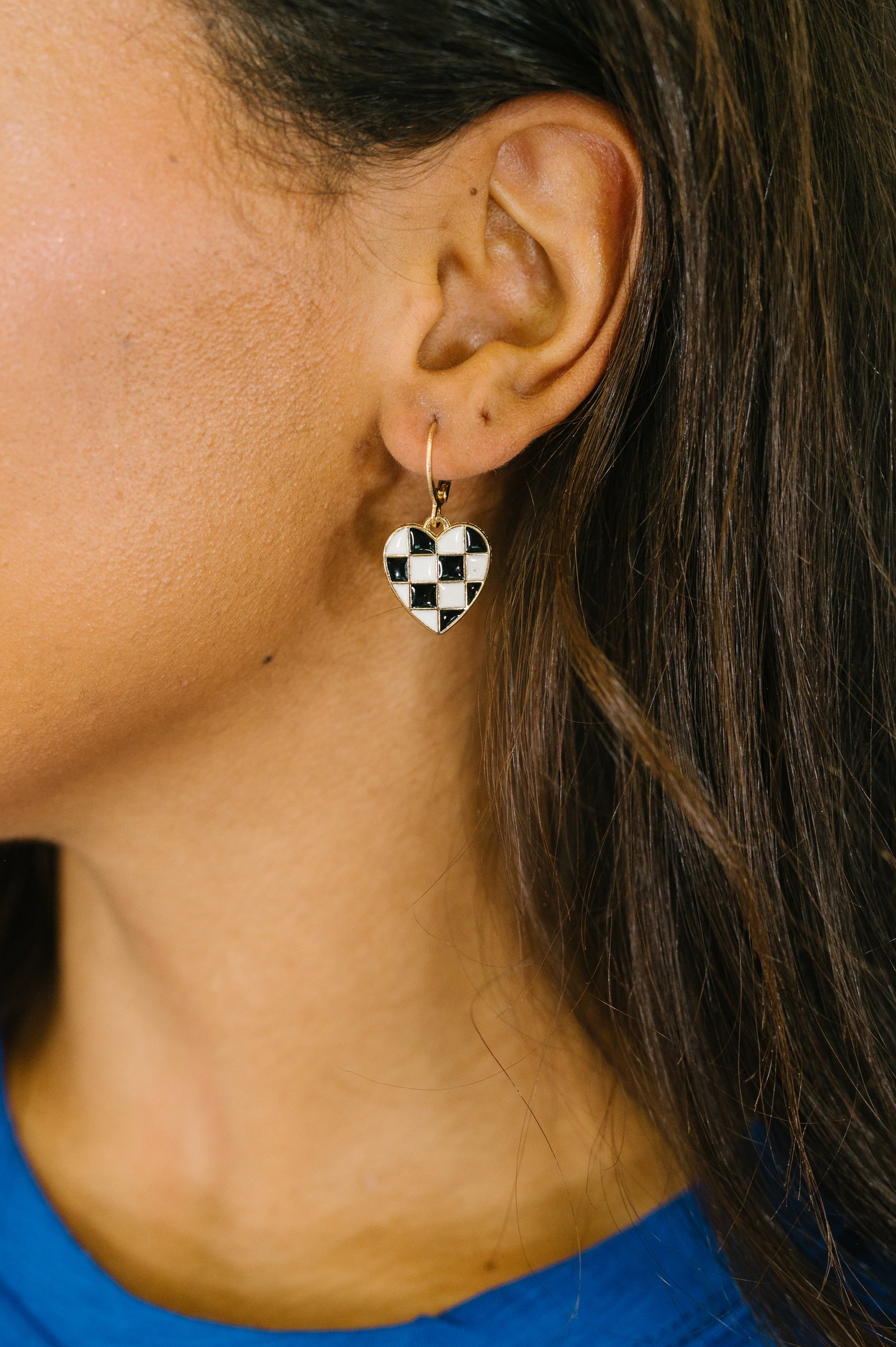 Heartbreaker Check Dangle Earrings – alternate view 2