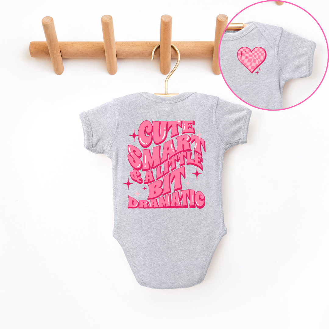 Cute Smart & A Little Bit Dramatic Infant Bodysuit Baby & Toddler Clothing Tea Shirt Shoppe NB - Bodysuit Heather