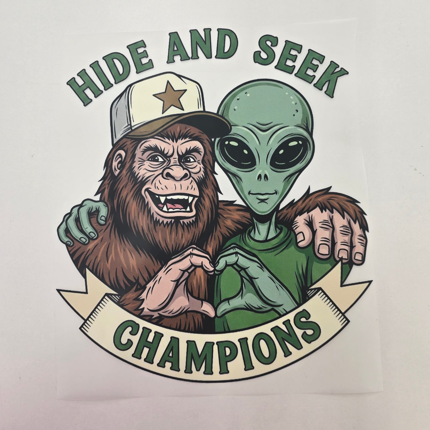 Hide & Seek Champions Full Color Ready For Press DTF Print Transfer, Direct To Film