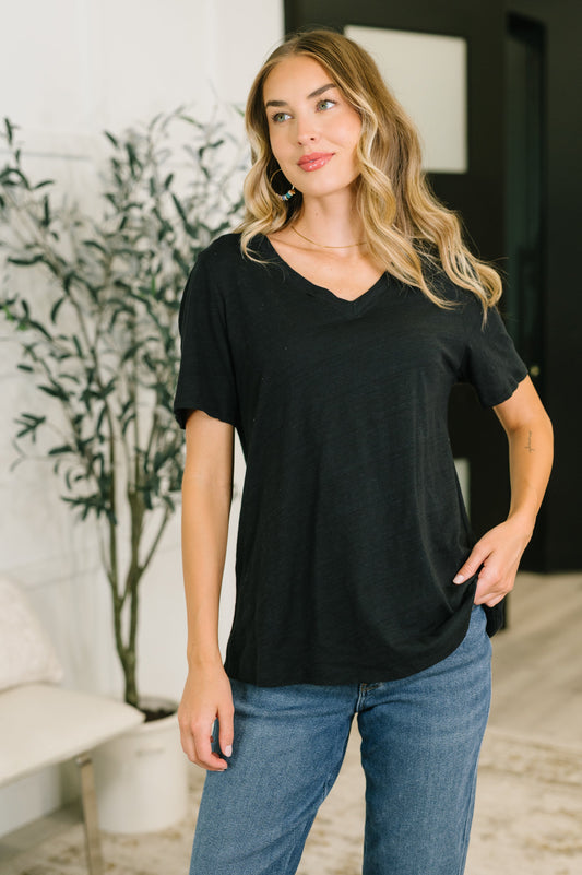 I Don't Have to Choose v-neck tee in black heathered knit
