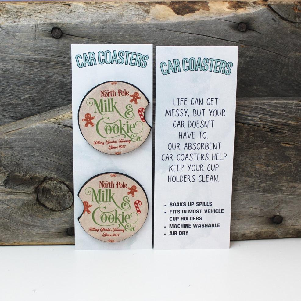 Vintage Milk & Cookies Christmas Car Coasters Car Coaster Tea Shirt Shoppe