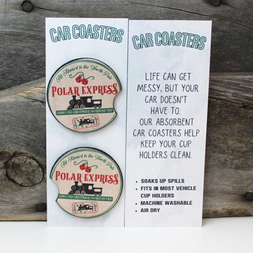 Vintage Polar Express Christmas Car Coasters Car Coaster Tea Shirt Shoppe