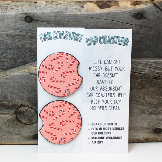 Candy Cane Christmas Car Coasters Car Coaster Tea Shirt Shoppe