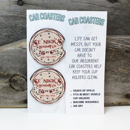 Vintage Saint Nicks Christmas Car Coasters Car Coaster Tea Shirt Shoppe