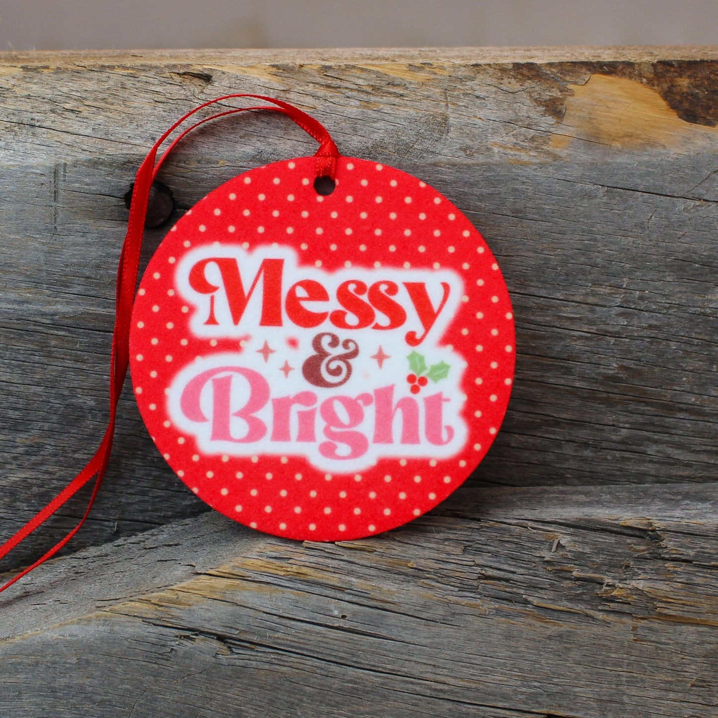 Messy & Bright List Re-Scentable Round Car Freshener car freshie Tea Shirt Shoppe