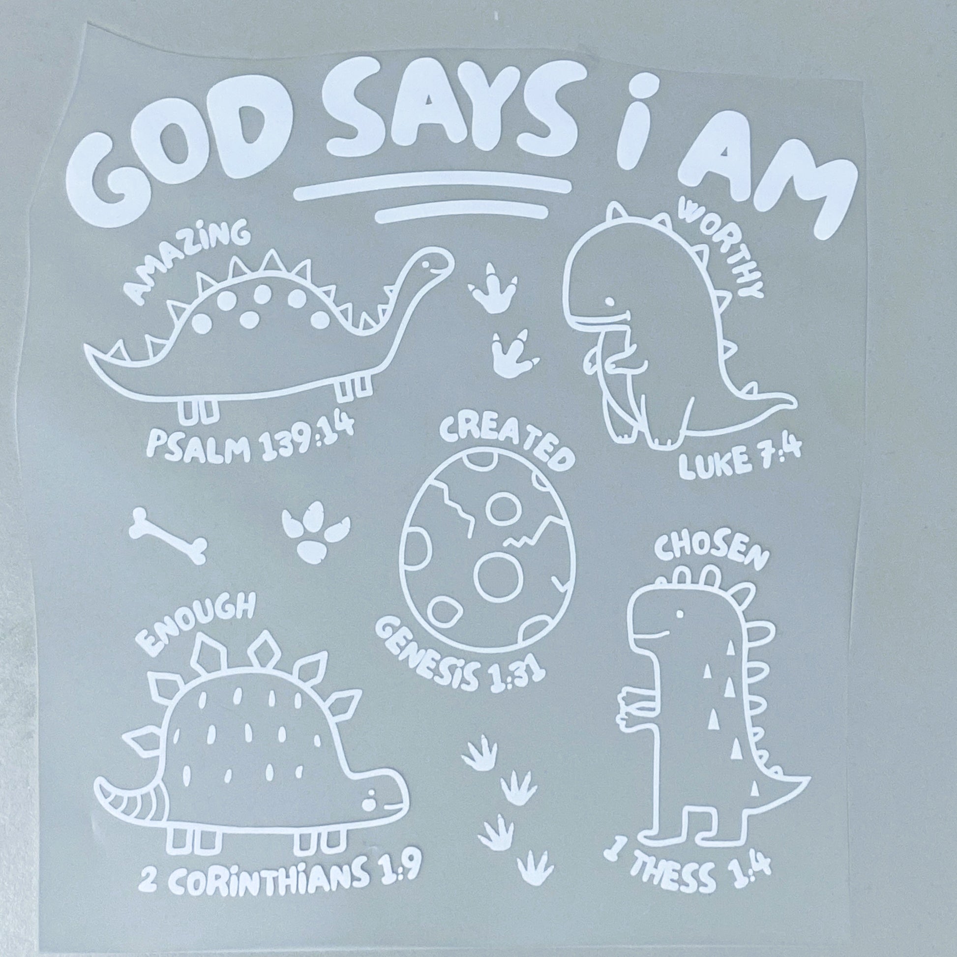 God Says I Am Dino Hot Peel Custom Full Color Ready For Press DTF Print Transfer, Direct To Film DTF Tea-Shirt Shoppe