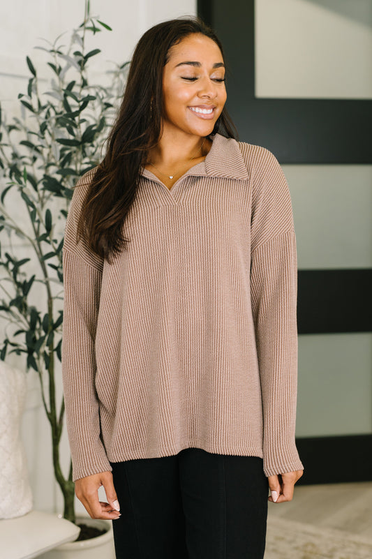 I Want You so Bad Henley Pull Over in ribbed knit