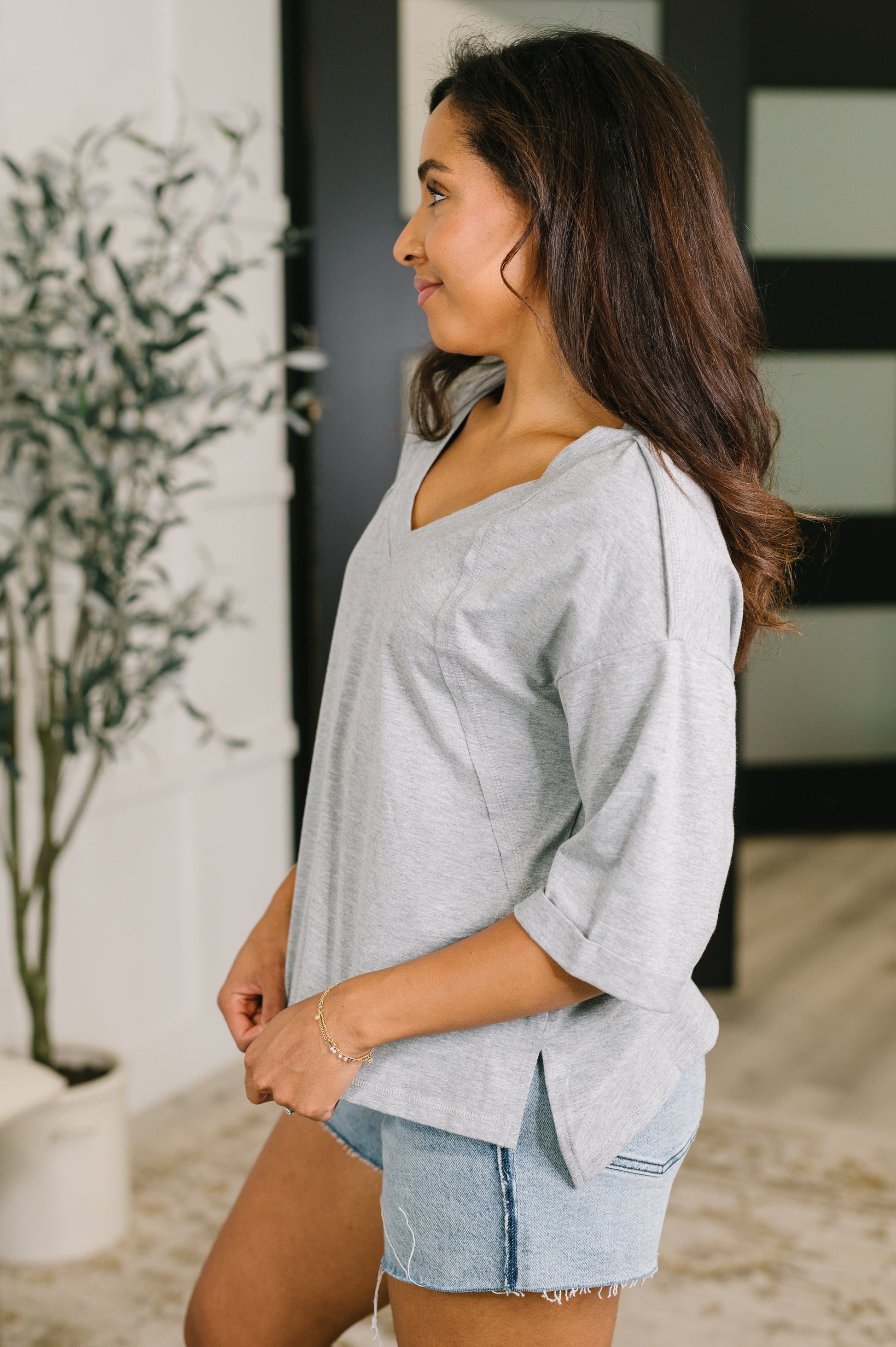 It's All You Oversized Tunic Top in Grey – alternate view 4