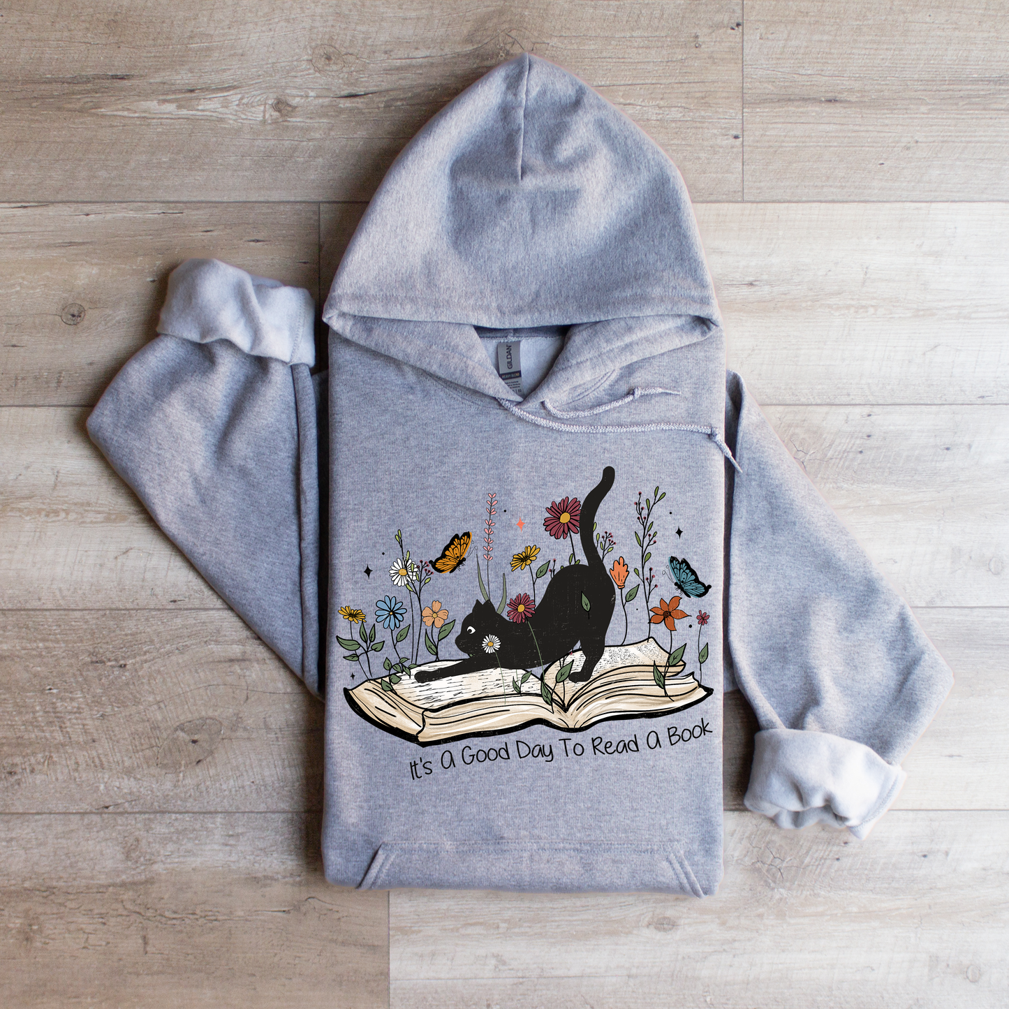 A Good Day To Read Graphic Hoodie Sweatshirt Tea Shirt Shoppe XSmall Sport Grey