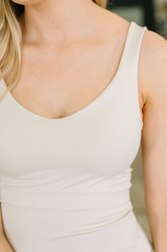 It's the Simple Things Scoop Neck Tank in Sand Beige, knit – alternate view 2