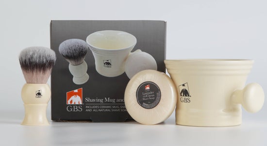 GBS 3 Piece  Mug, brush and Shaving soap Set - Black