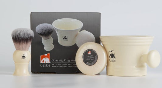 GBS 3 Piece  Mug, brush and Shaving soap Set - Black