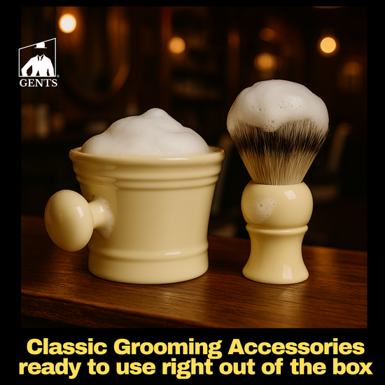GBS 3 Piece  Mug, brush and Shaving soap Set - Black