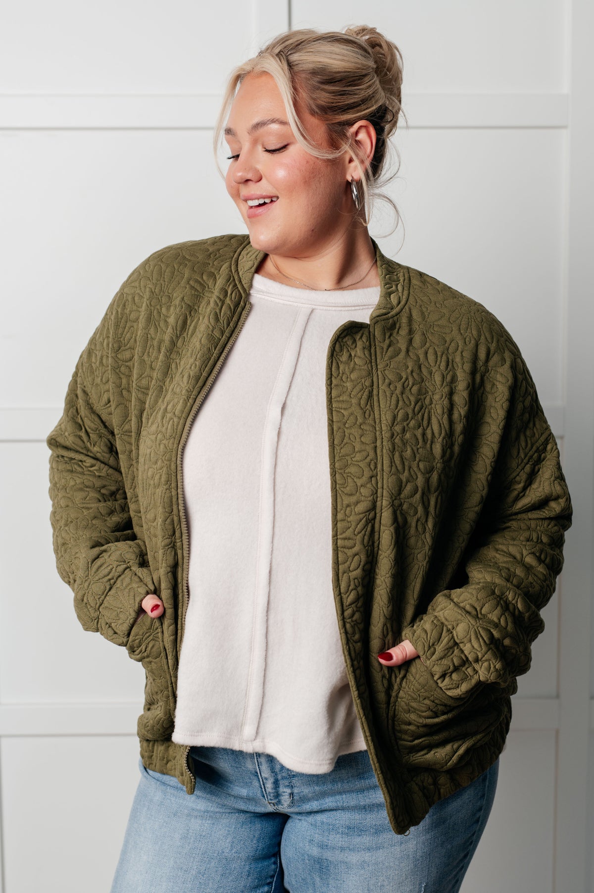 Jungle Explorer Quilted Zip Up Jacket in quilted knit – alternate view 3