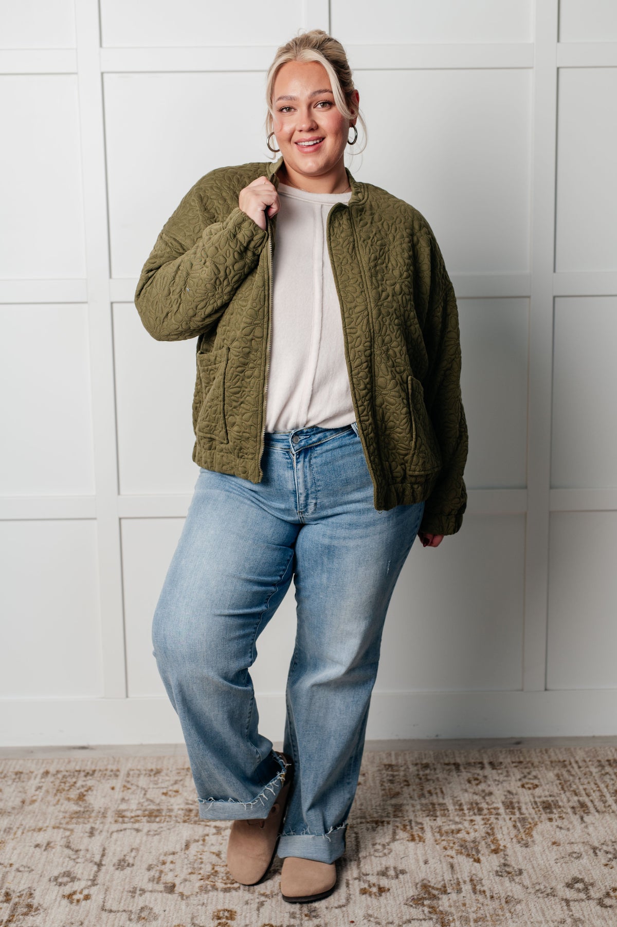 Jungle Explorer Quilted Zip Up Jacket in quilted knit – alternate view 9