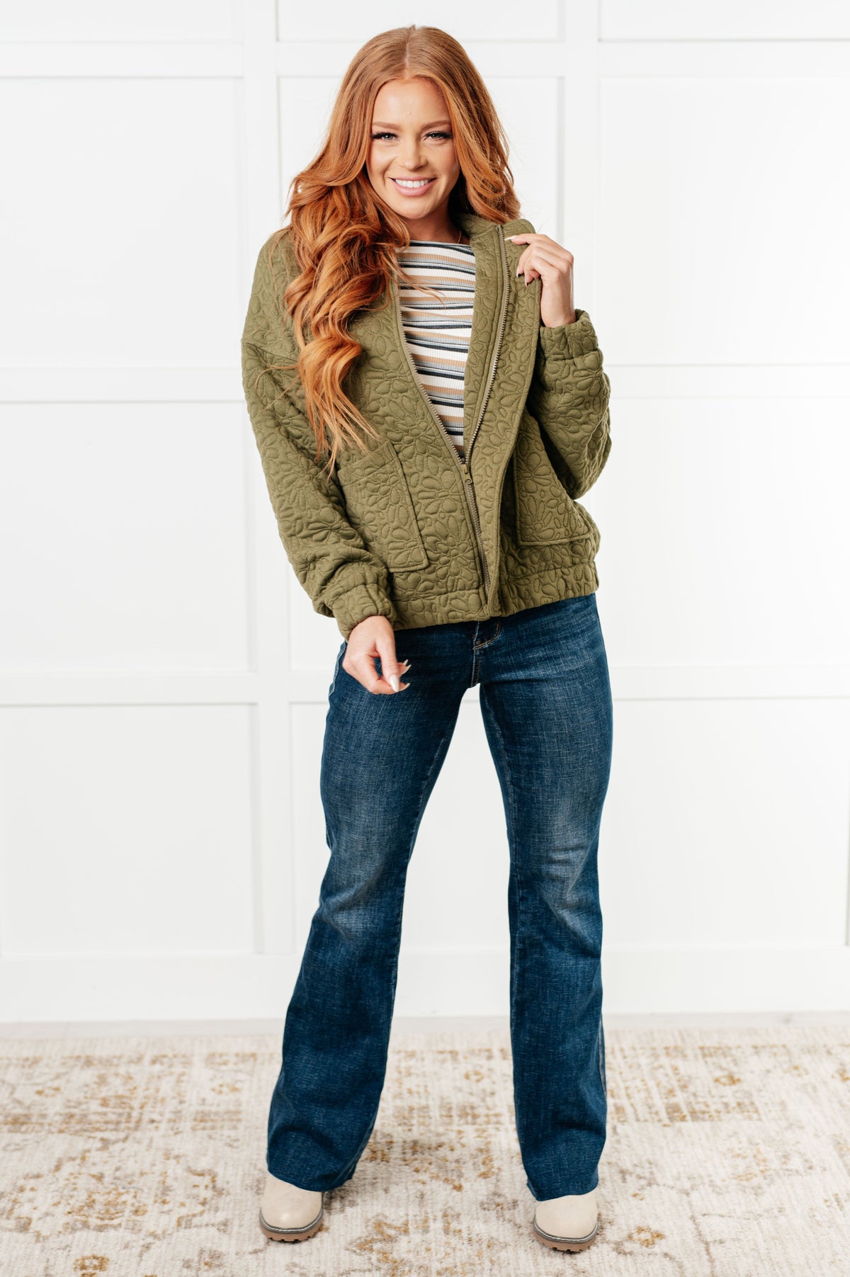 Jungle Explorer Quilted Zip Up Jacket in quilted knit – alternate view 10