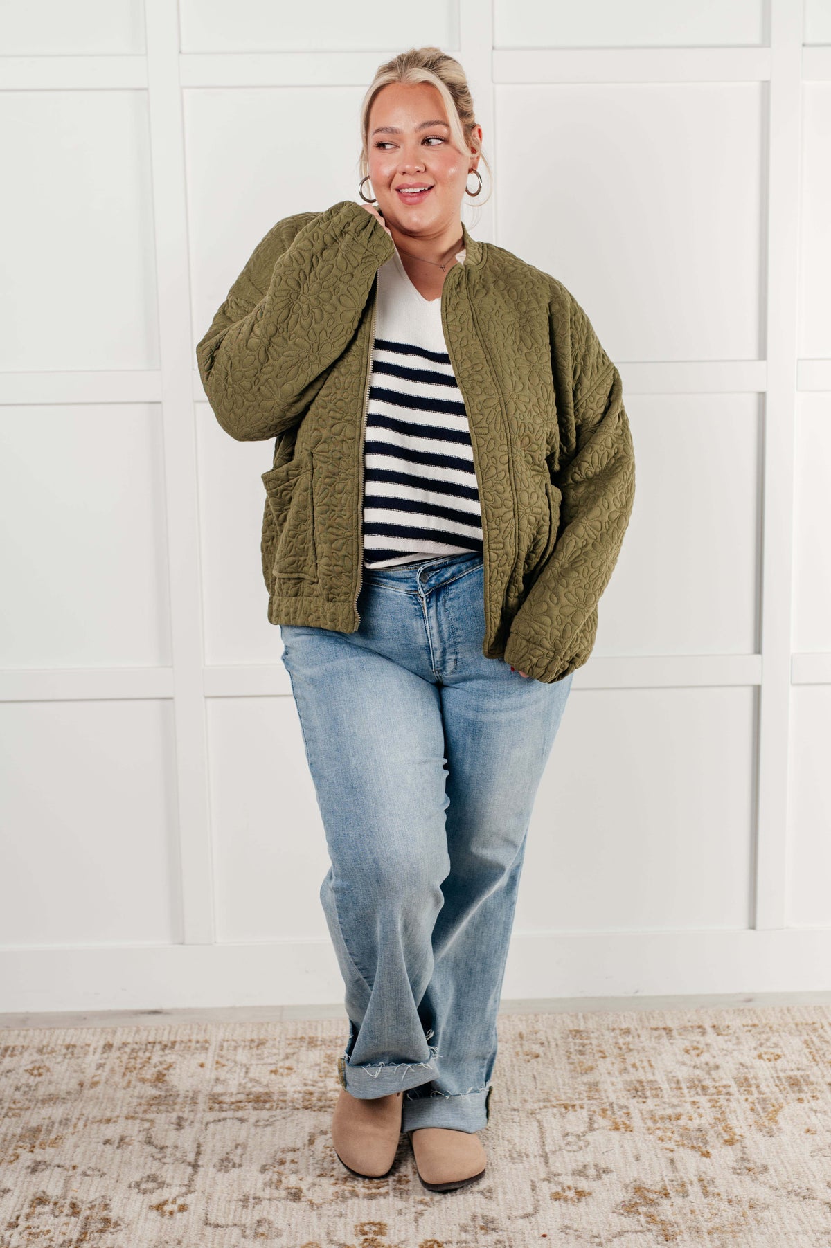 Jungle Explorer Quilted Zip Up Jacket in quilted knit – alternate view 7