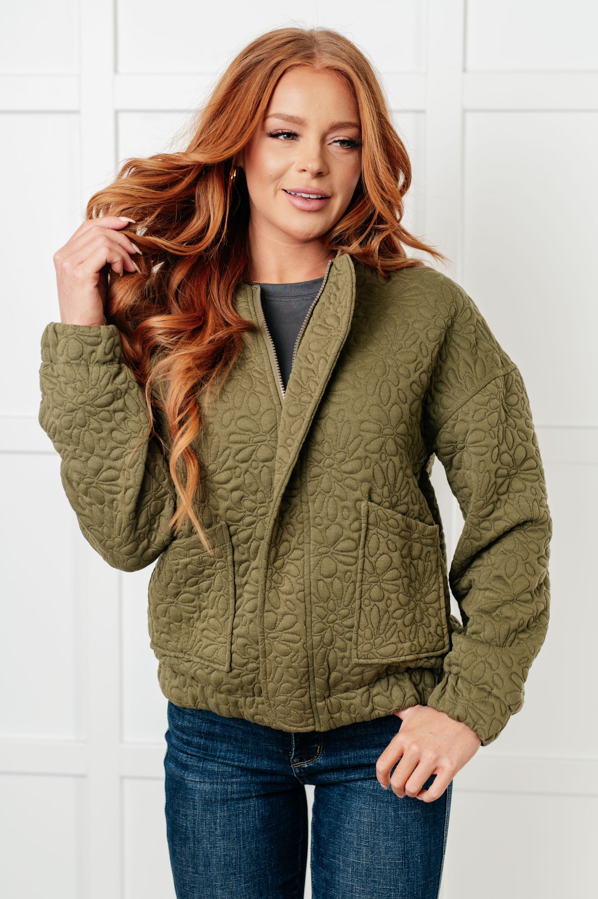 Jungle Explorer Quilted Zip Up Jacket in quilted knit – alternate view 6