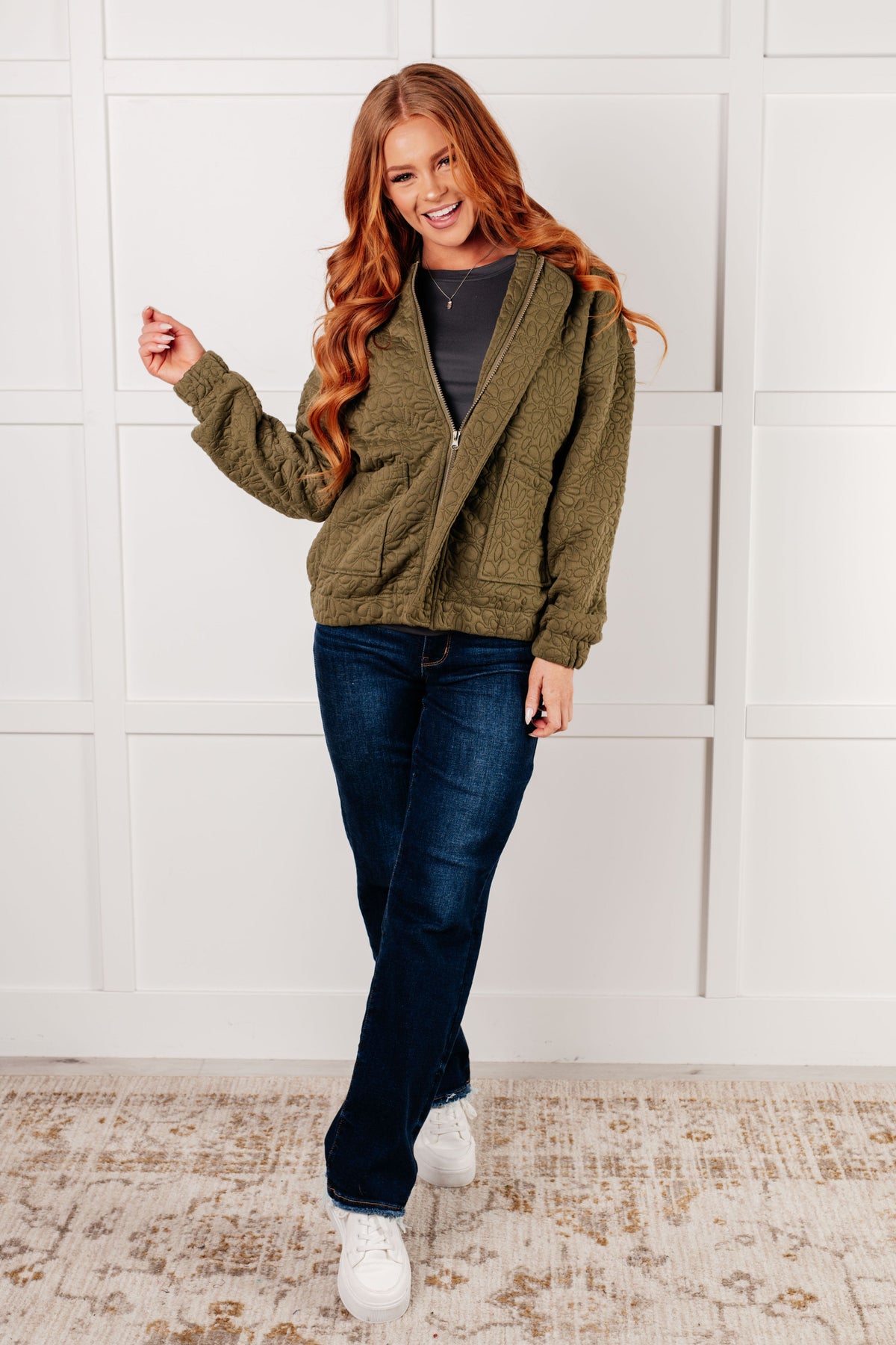 Jungle Explorer Quilted Zip Up Jacket in quilted knit – alternate view 2