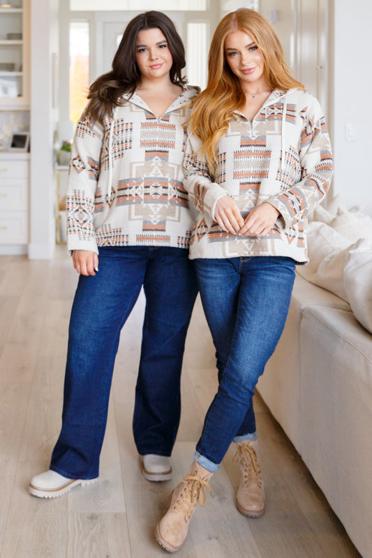 Just Going For It Aztec Hoodie in flannel