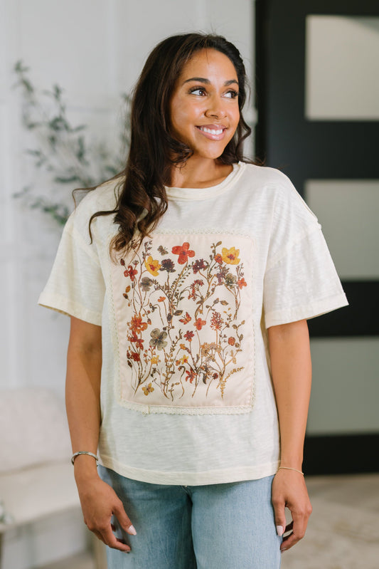 Knee Deep in Flowers We Applique Top, knit