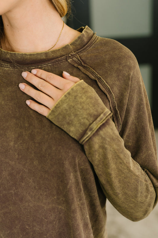 Lesson Learned Mineral Wash Raglan Sleeve Top in jersey – alternate view 2