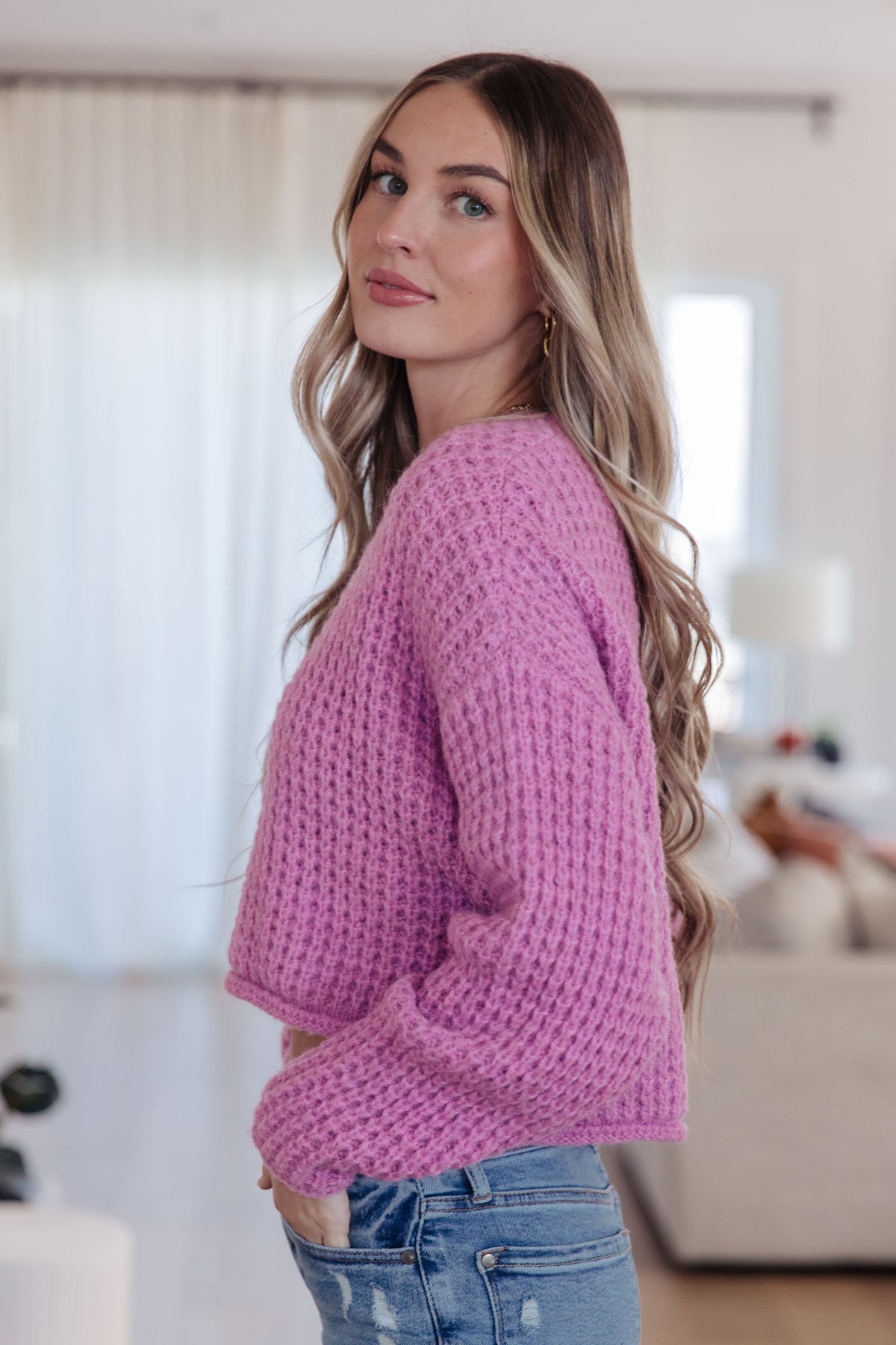 Little Knitter Sweater in waffle knit – alternate view 8
