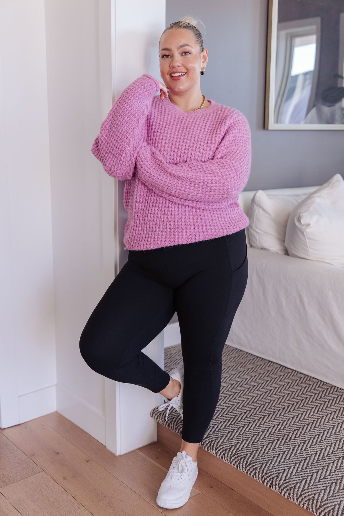 Little Knitter Sweater in waffle knit – alternate view 5