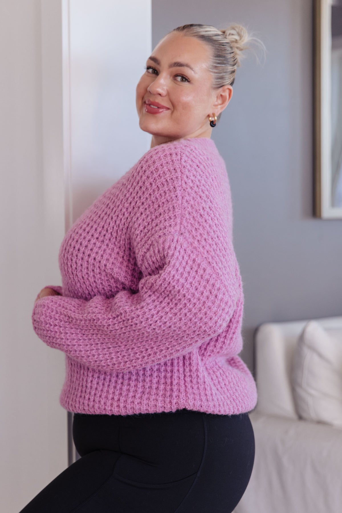 Little Knitter Sweater in waffle knit – alternate view 9