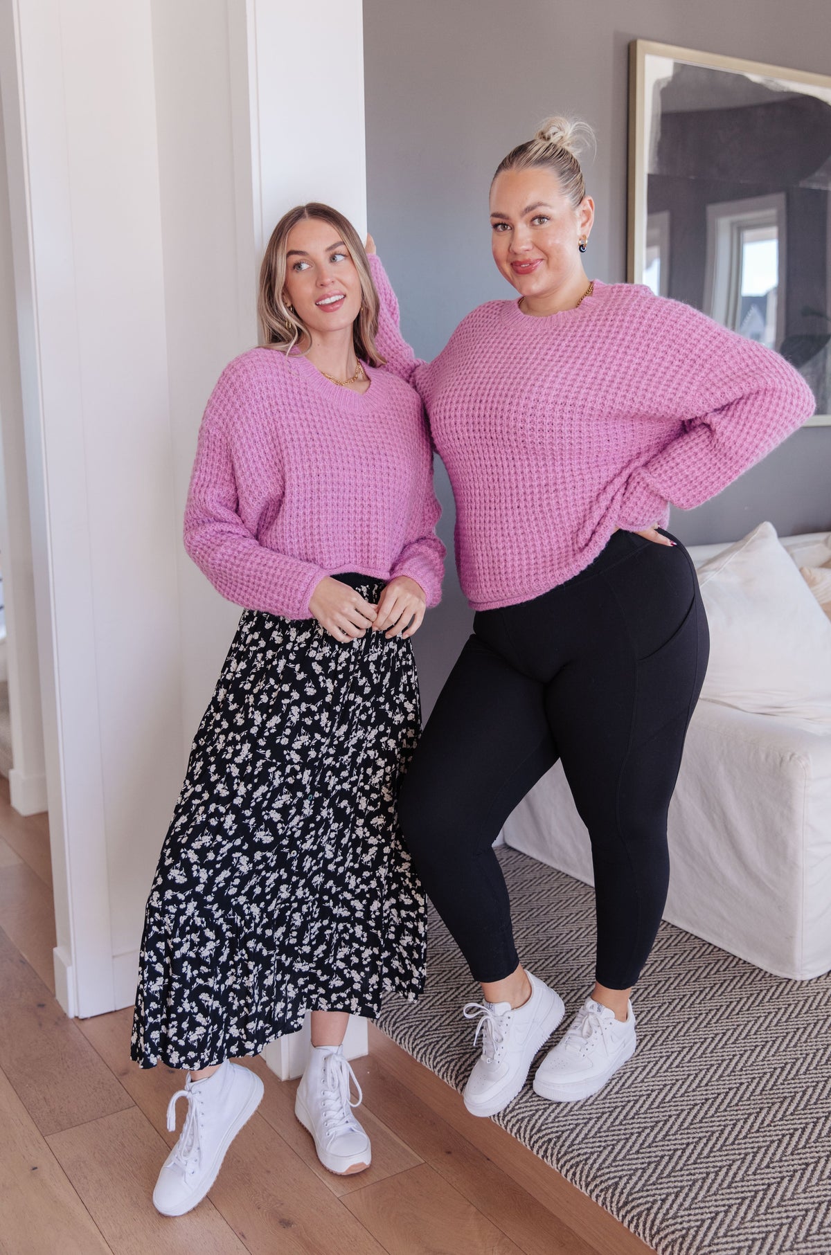 Little Knitter Sweater in waffle knit
