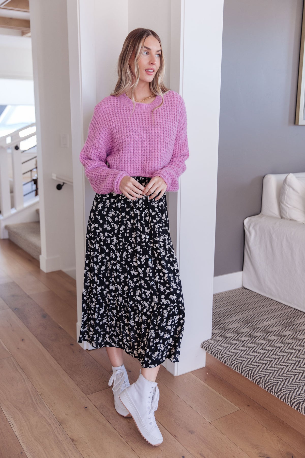 Little Knitter Sweater in waffle knit – alternate view 6