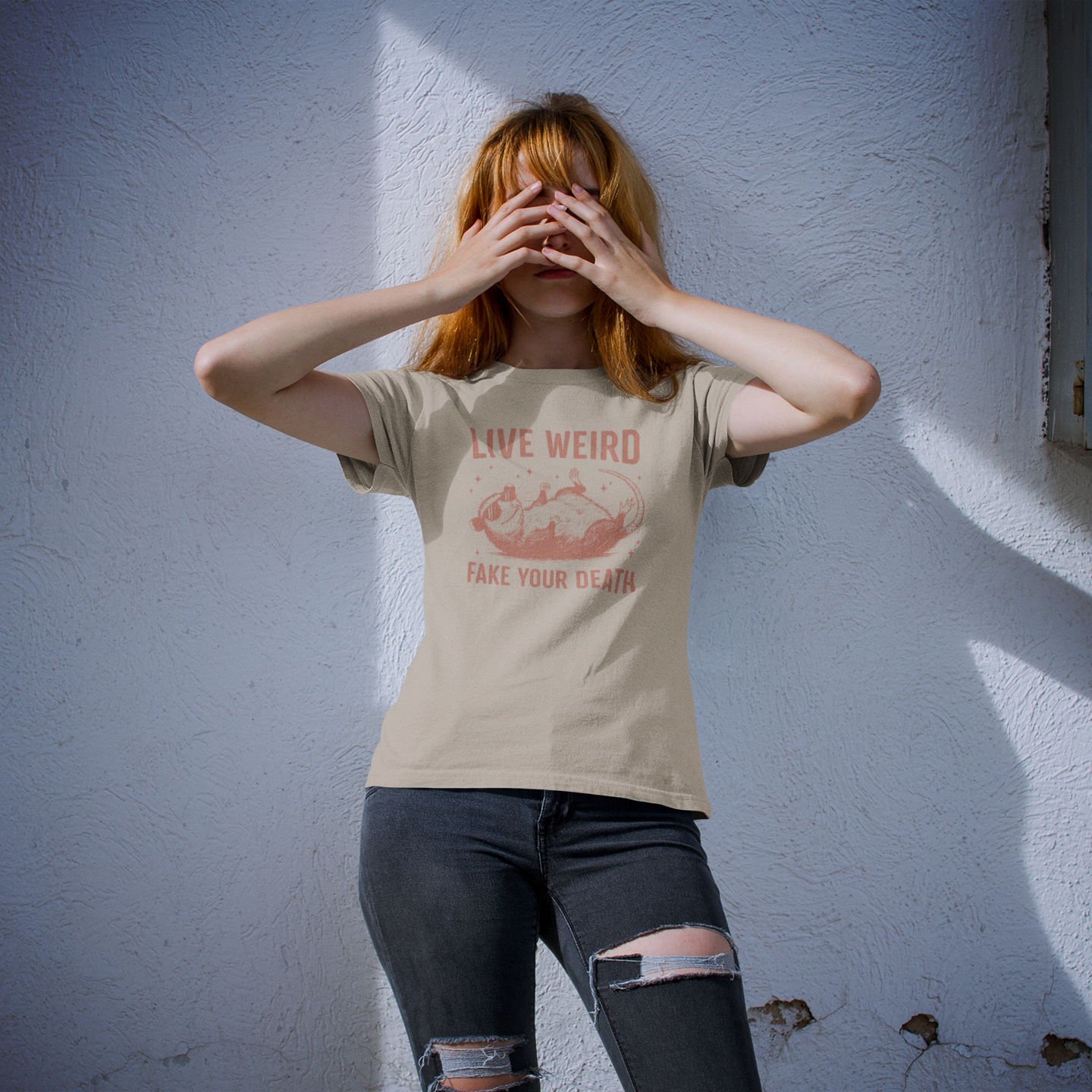 Live Weird, Play Possum Graphic Tee T-shirt Tea Shirt Shoppe