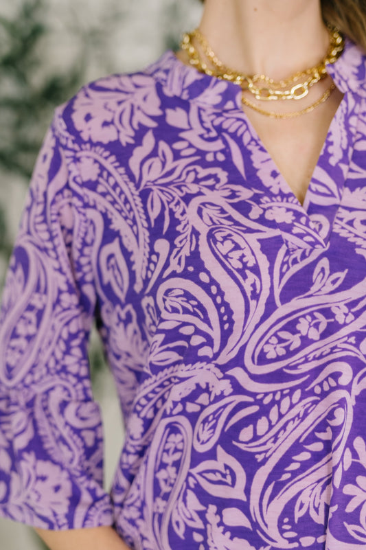 Lizzy Sunday Dress in Purple Paisley – alternate view 2
