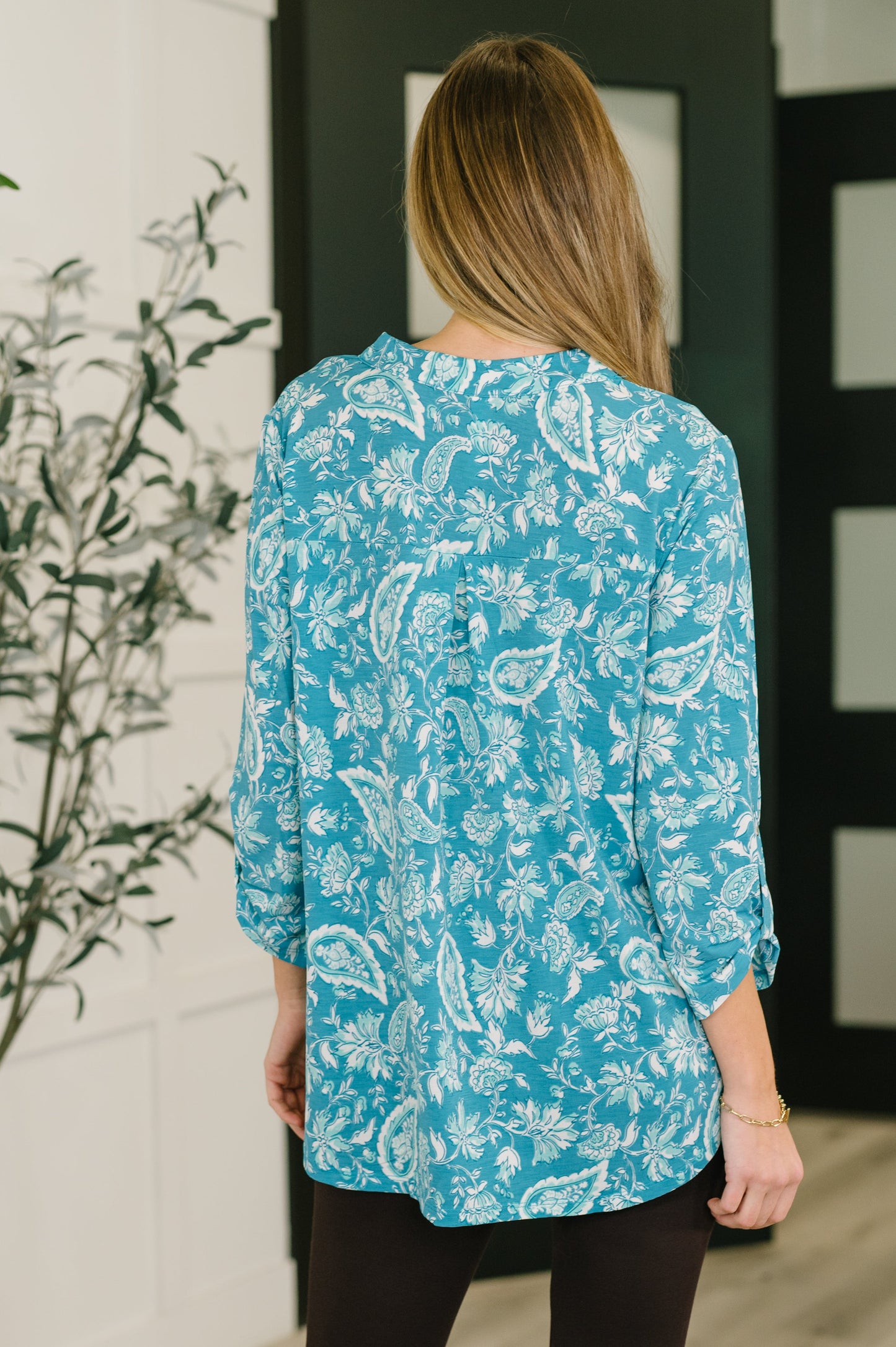 Lizzy top in aqua paisley print – alternate view 5