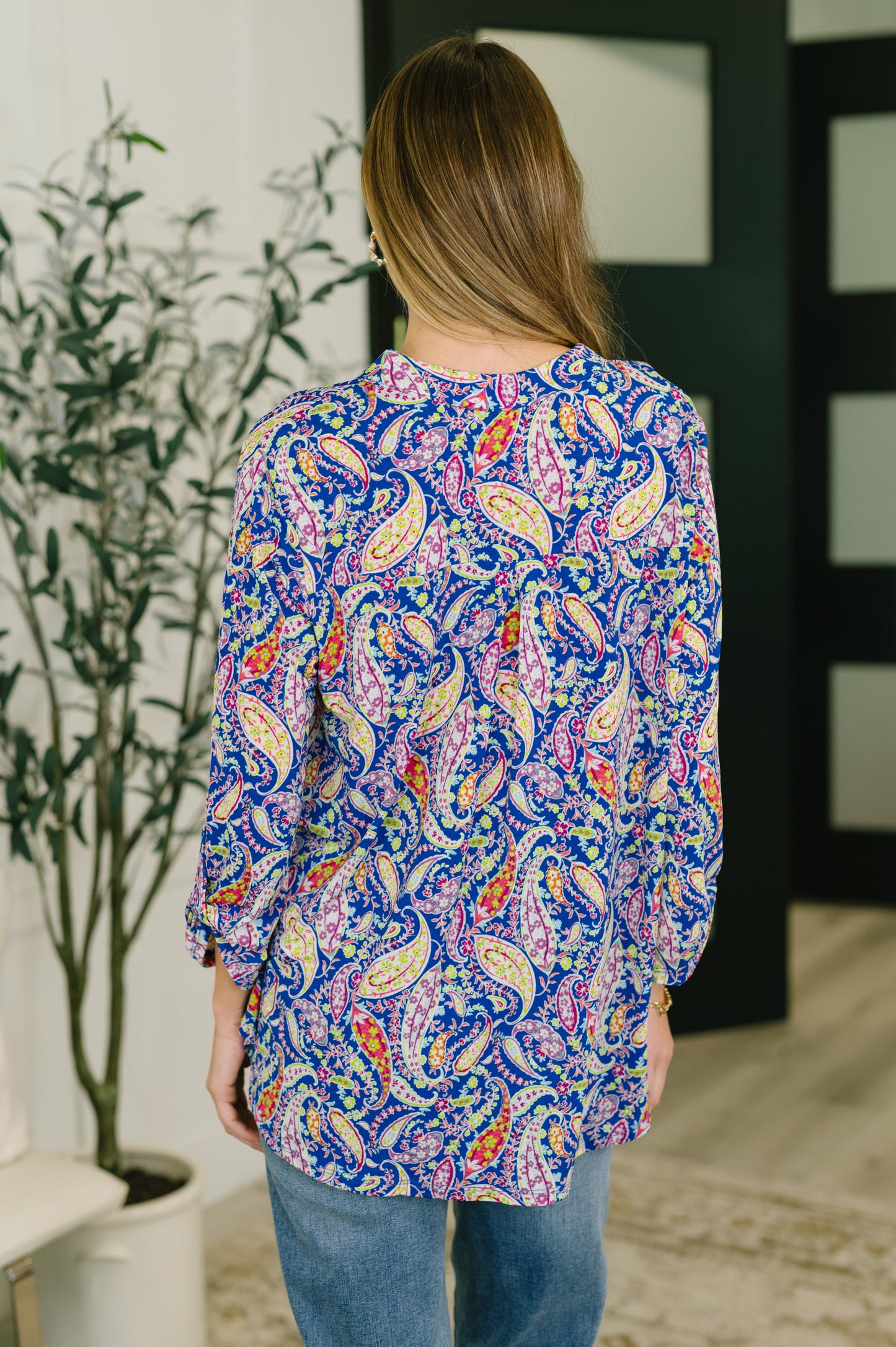 Lizzy top in royal blue paisley print – alternate view 5