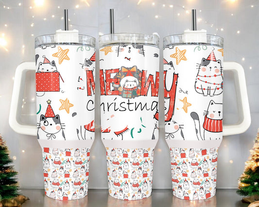 Meowy Christmas 40oz Tumbler Tumbler Tea-Shirt Shoppe