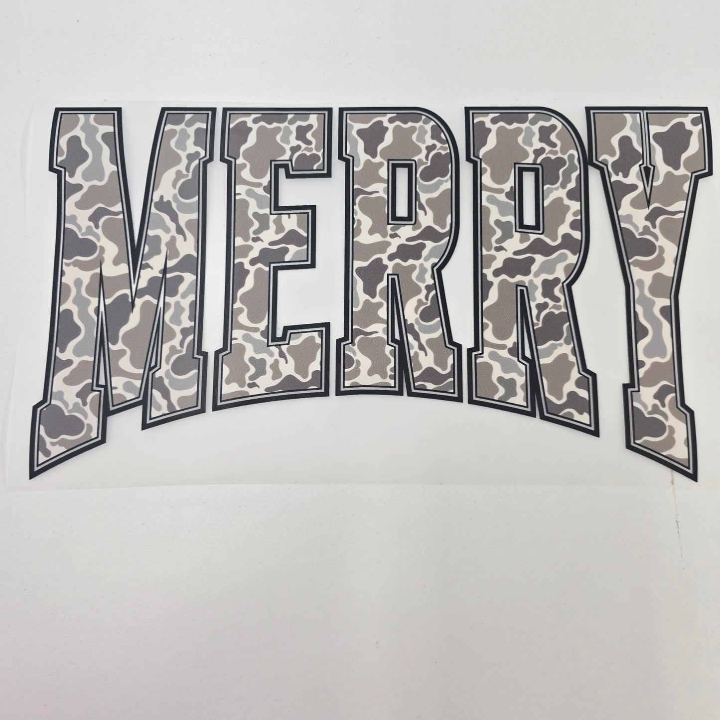 Camo Merry Full Color Ready For Press DTF Print Transfer, Direct To Film