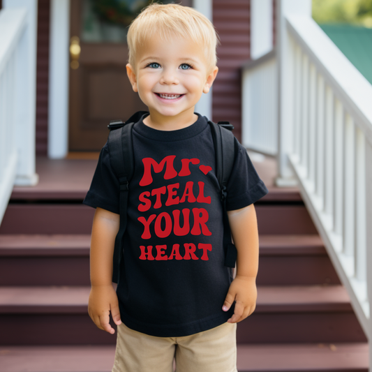 Mr. Steal Your Heart Youth & Toddler Graphic Tee Youth Graphic Tee Tea Shirt Shoppe 2T Black